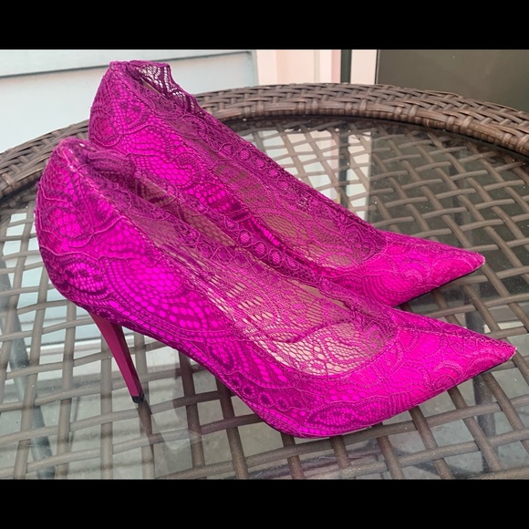 Zara Pink Lace pointy stiletto high heels - Picture 1 of 10